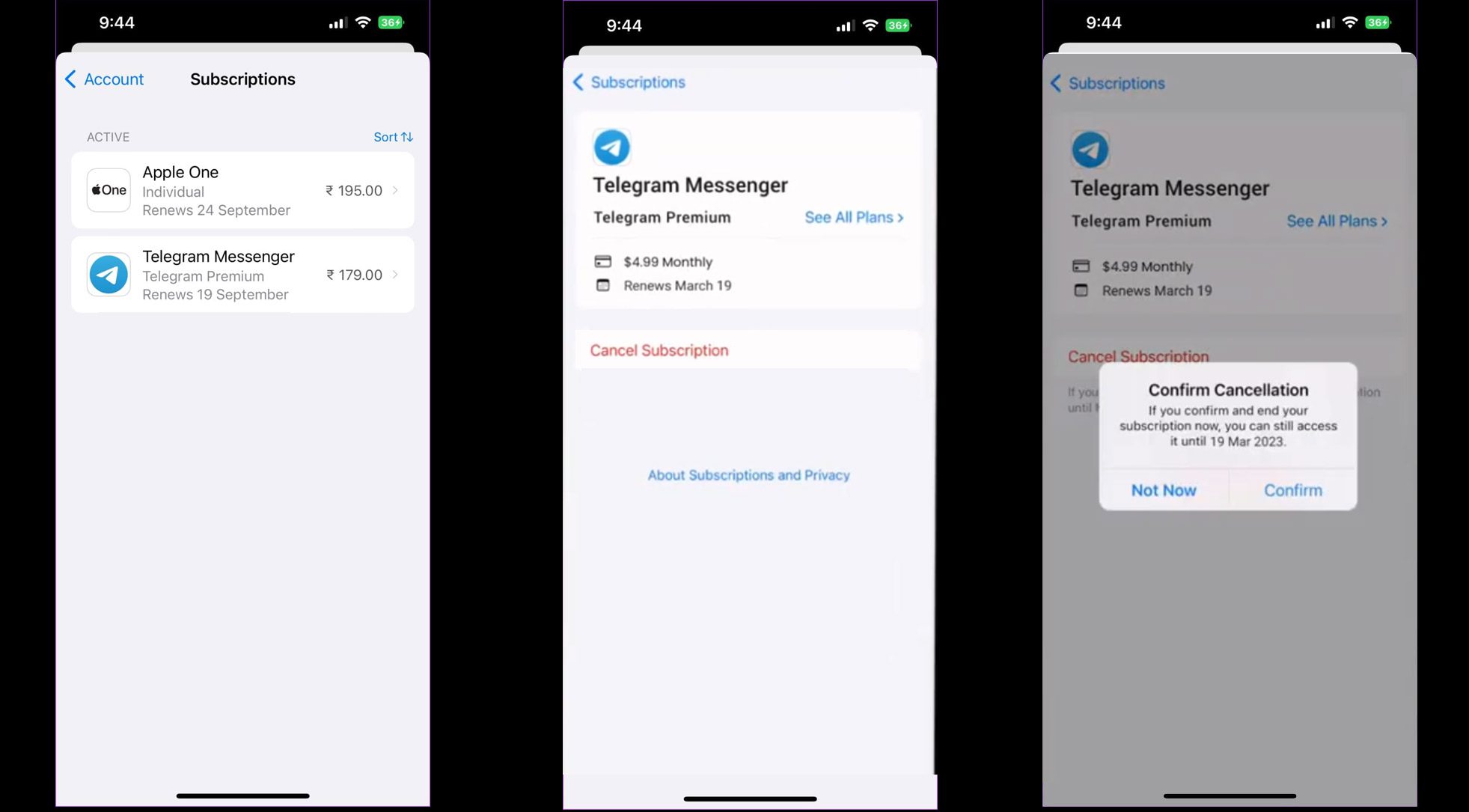 غیرفعال سازی تلگرام پرمیوم برای گوشی های آیفون
